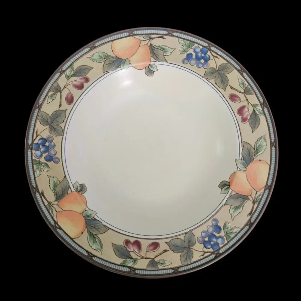 Mikasa Intaglio Garden Harvest Rimmed Serving Bowl Fruit Pattern CAC29